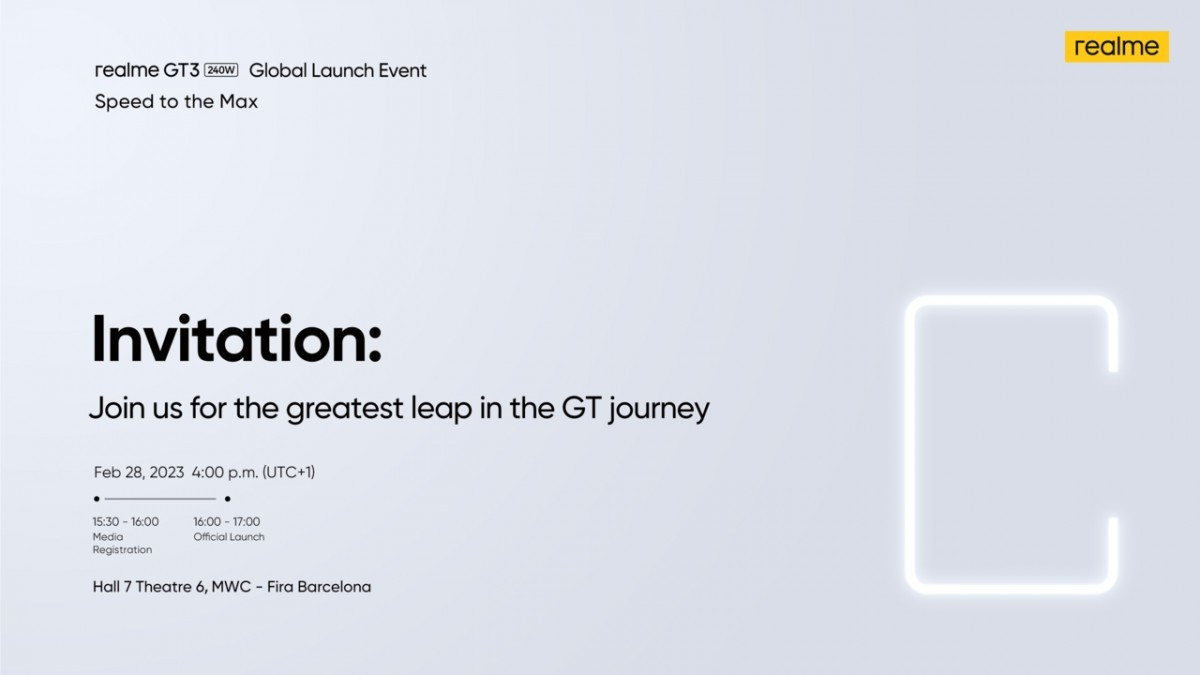 realme GT3 Will Launch on February 28 at MWC 2023