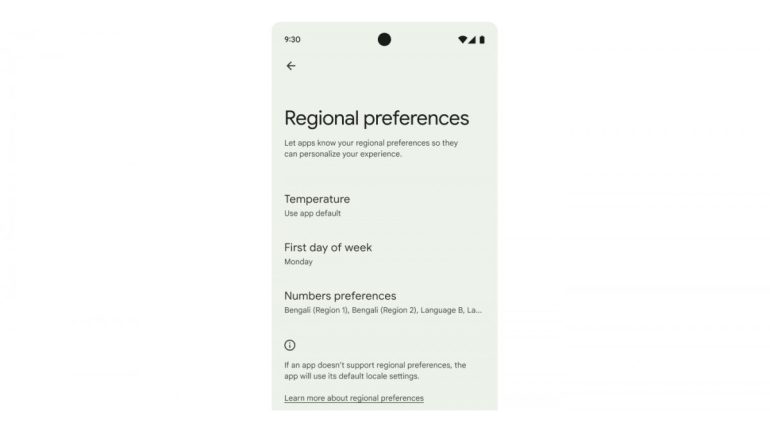 Android 14 - Developer Preview 2 - Regional Preferences