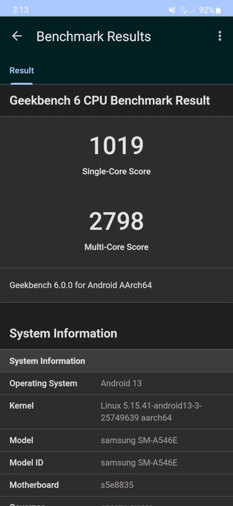 Ulasan Samsung Galaxy A54 5G PH - Benchmark Geekbench 6