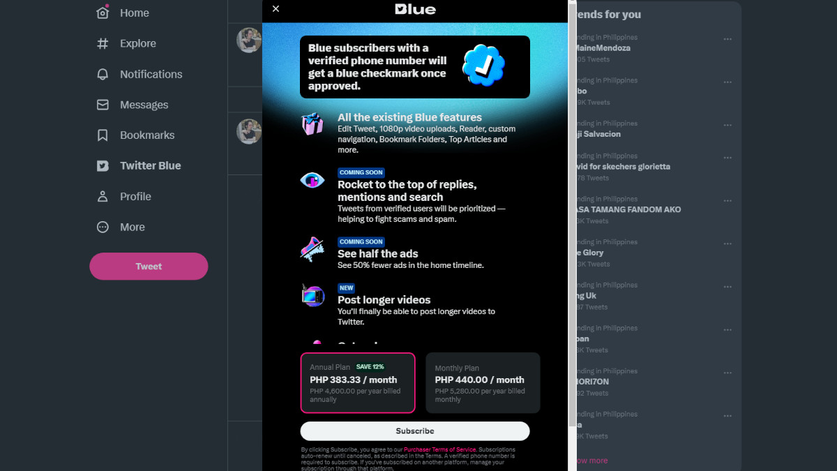 Twitter Blue - Philippines now available - featured image