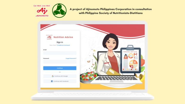 Ajinomoto Nutrition Advice web app - image