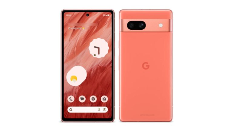 Google-Pixel-7a-Coral-colorway-front-and-back