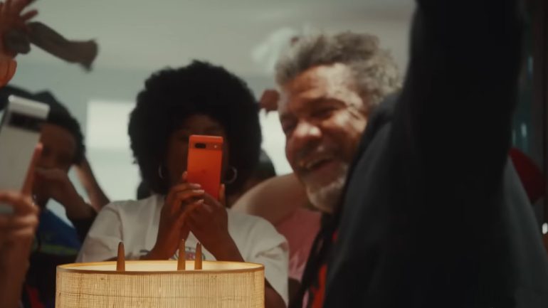 Google x NBA ad - Google Pixel 7a - orange