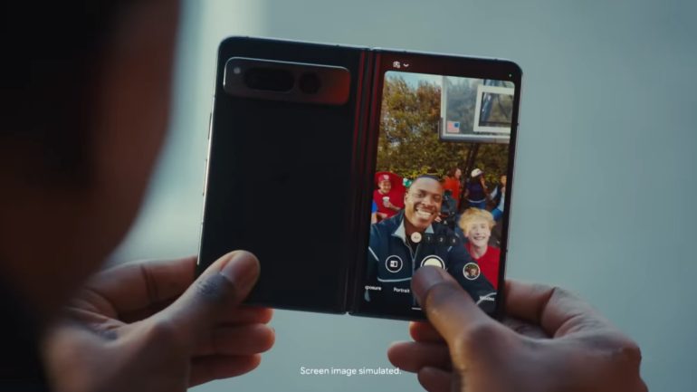 Google x NBA ad - Google Pixel Fold - photo unfolded