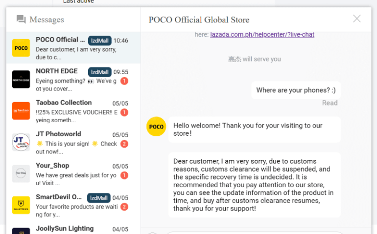 Lazada poco screenshot gizguide chat