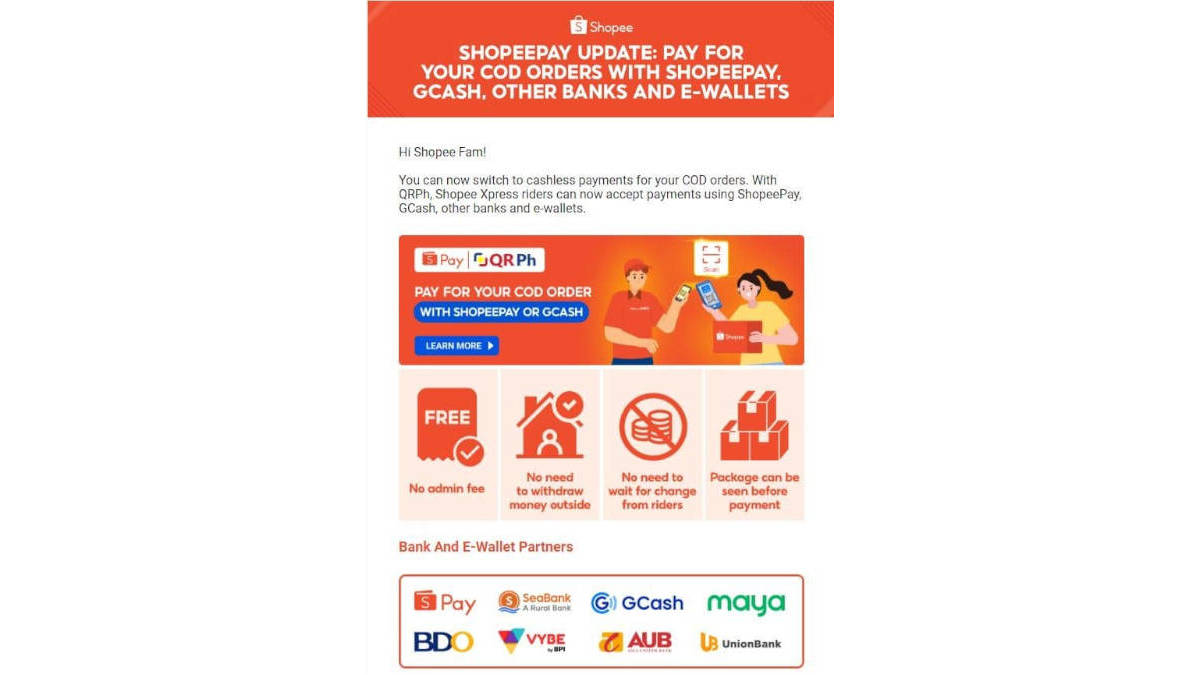 Shopee Cashless Payments Now Available For COD Orders