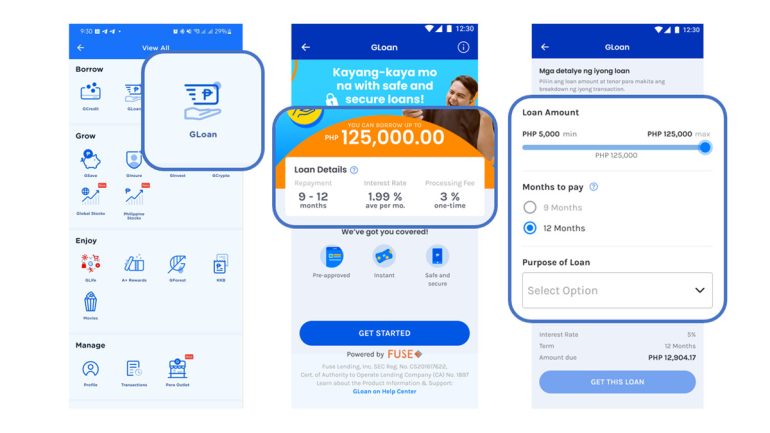 GCash vs Maya Personal Loan GLoan application steps 1