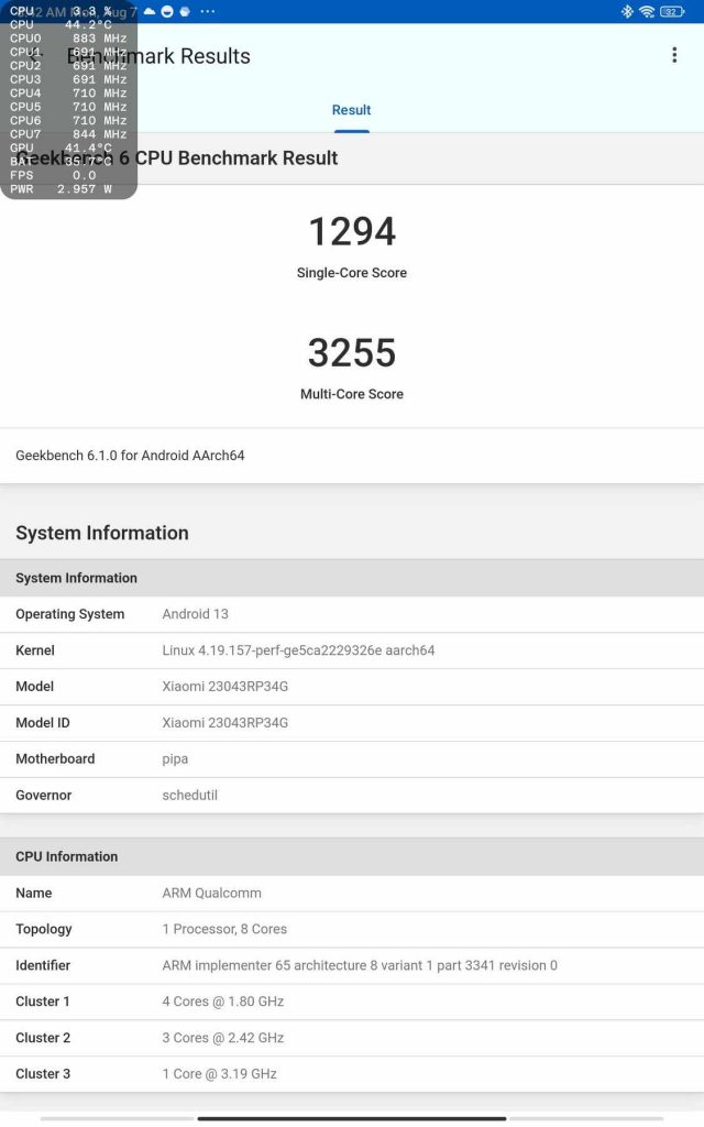 Xiaomi Pad 6 Geekbench 6