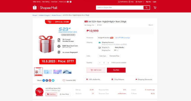 itel S23+ PH Shopee listing 2