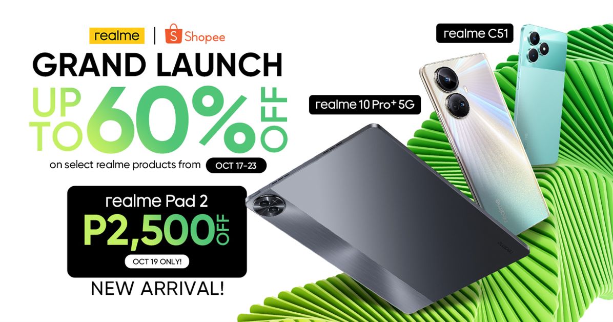 Up to PHP 2,500 Off on the realme Pad 2 at the Shopee Grand Launch!