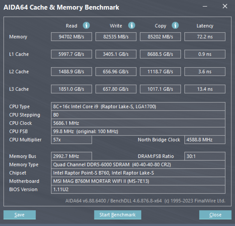 MSI MAG B760M Mortar WiFi II Review AIDA 64