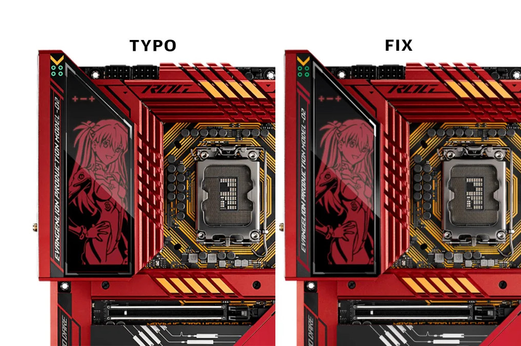ASUS Offers Replacement Part for ROG Maximus Z790 HERO EVA-02 Edition Typo