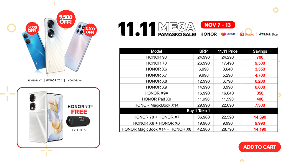 Exciting Deals at HONOR’s 11.11 Mega Pamasko Sale