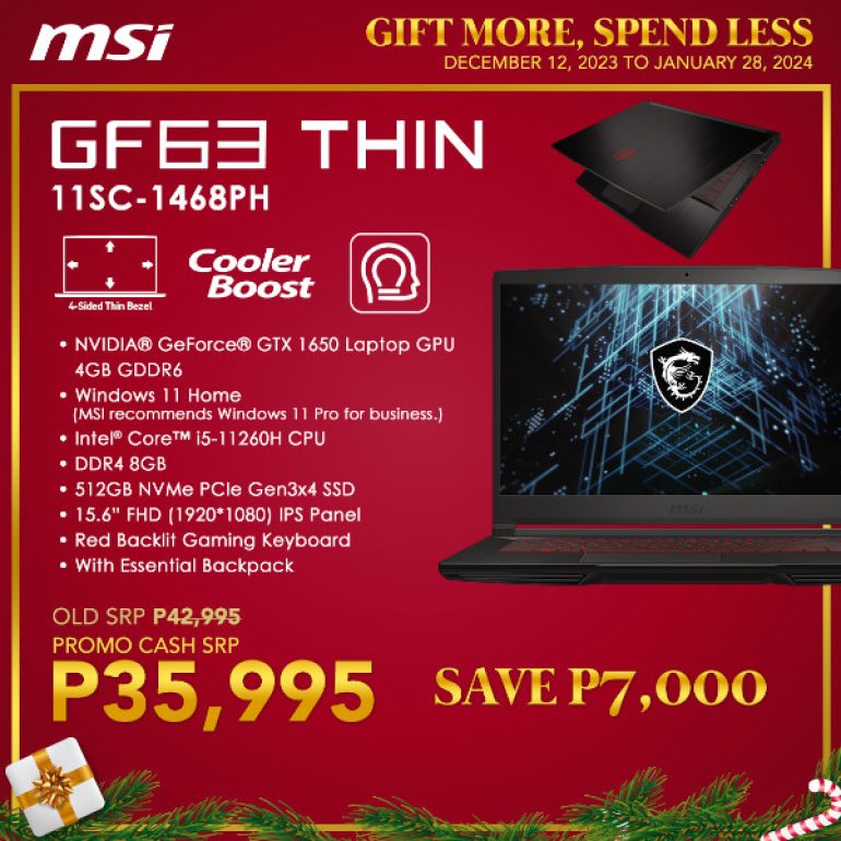 MSI Gift More, Spend Less promo MSI GF63 Thin