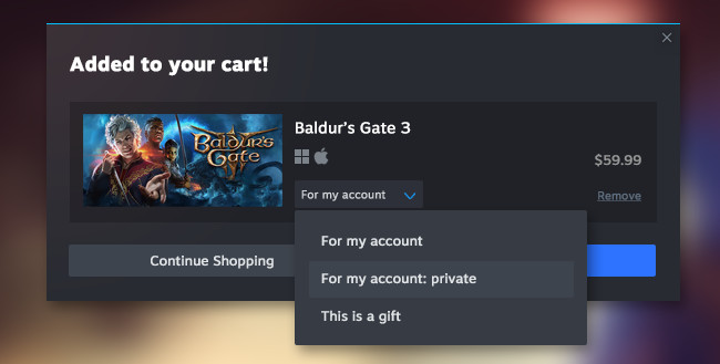 Steam Client beta shopping cart update 1