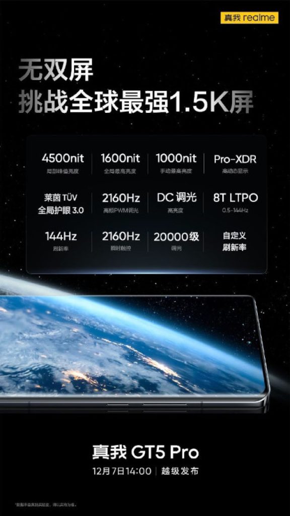 realme GT5 Pro teasers display