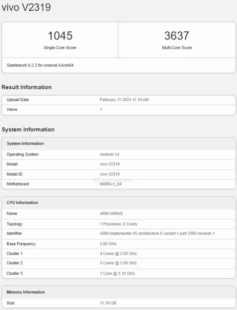 vivo V30 Pro Geekbench