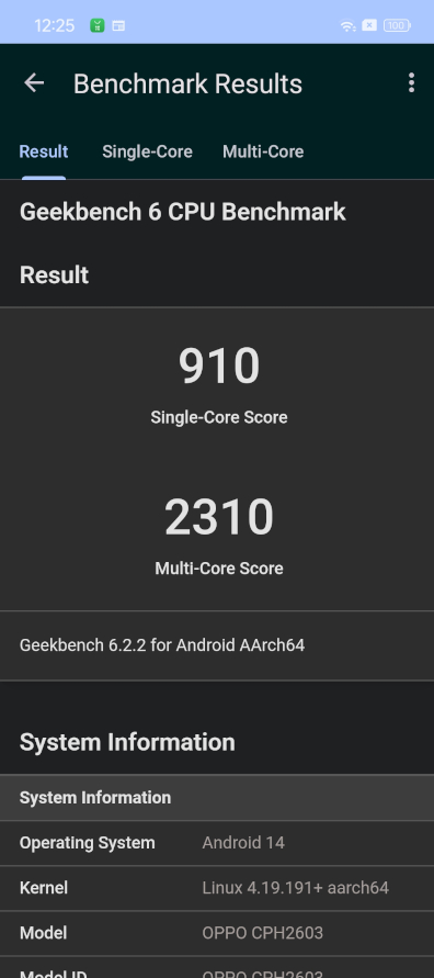 OPPO Reno11 F 5G Review Geekbench CPU
