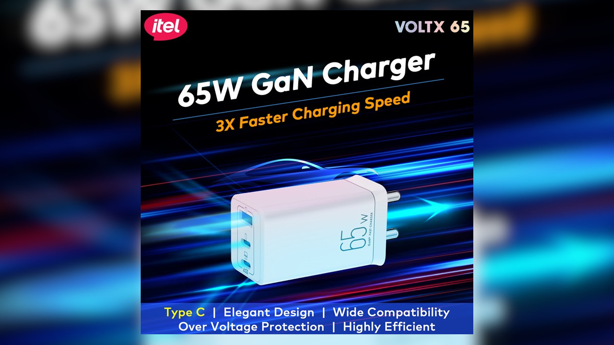 itel VOLTX 65W GaN Charger India launch 1