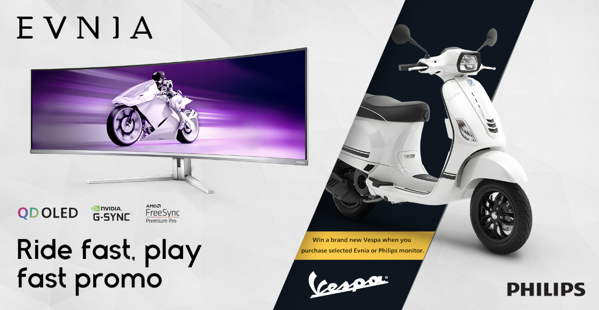 Philips Evnia Monitor PH and Vespa Motoitalia Rewards Fans with Ride Fast, Play Fast Promotion