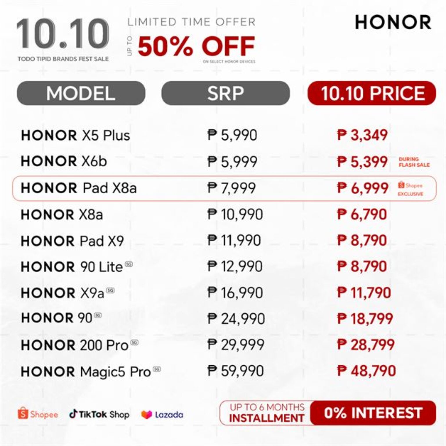 HONOR Announces Massive Discounts and Freebies for 10.10 Mega Sale