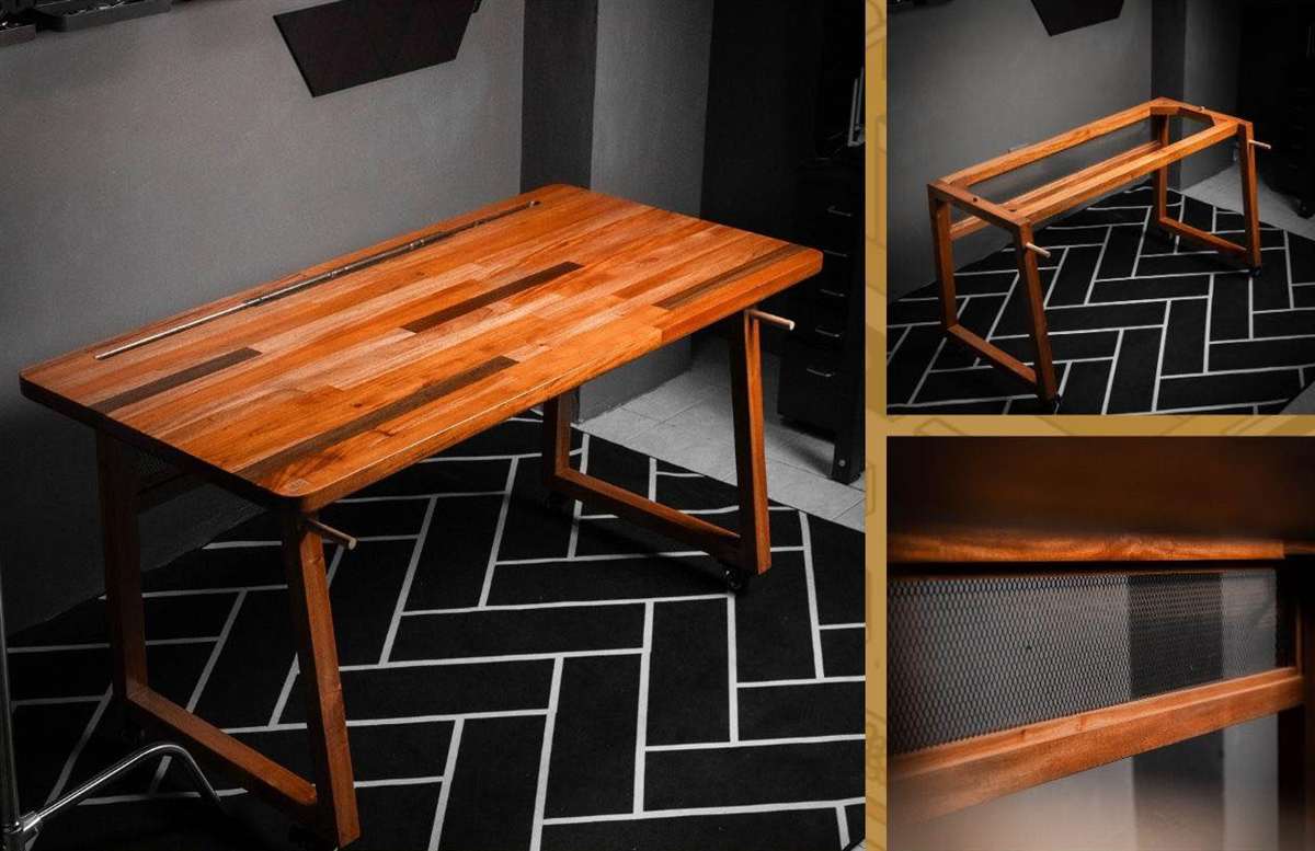 Iron Meets Wood Keyboard and Workspace Meetup End Game Table