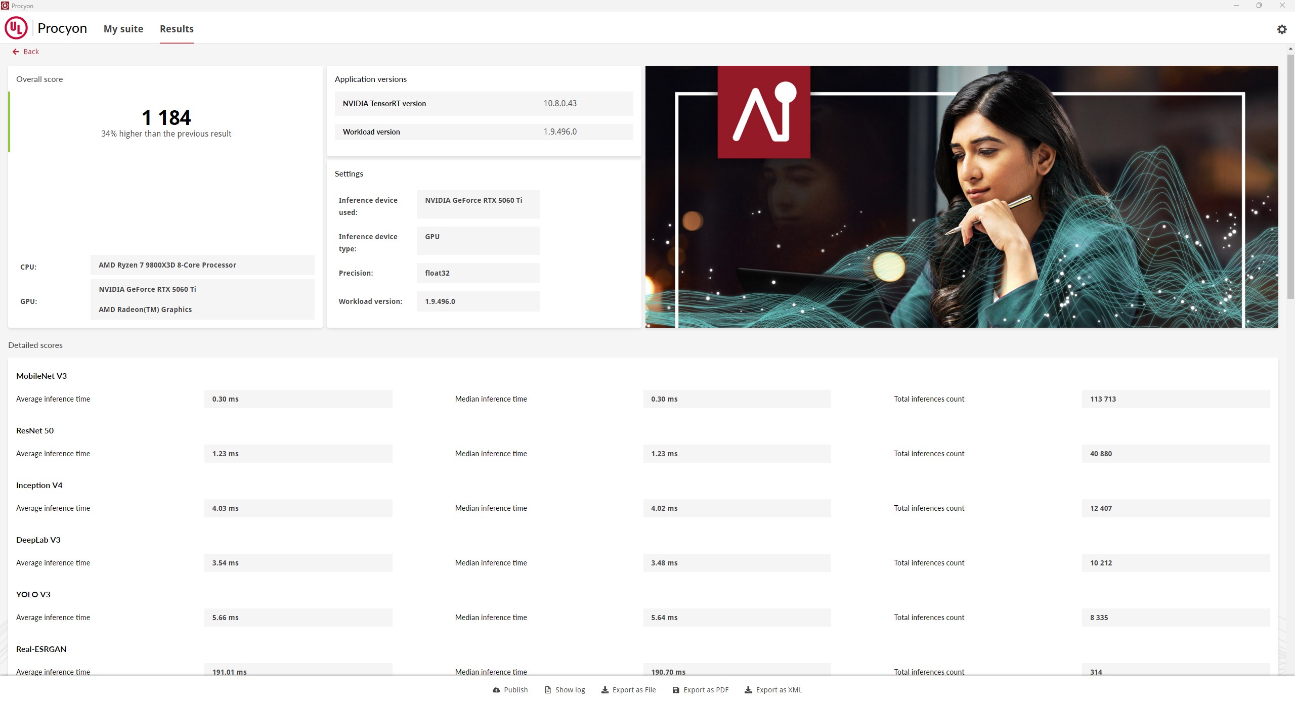 Colorful RTX 5060 Ti NB DUO 8GB Review Procyon AI TensorRT