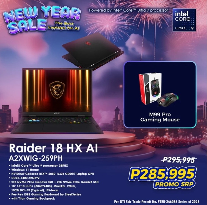 MSI New Year Sale MSI Raider 18 HX AI