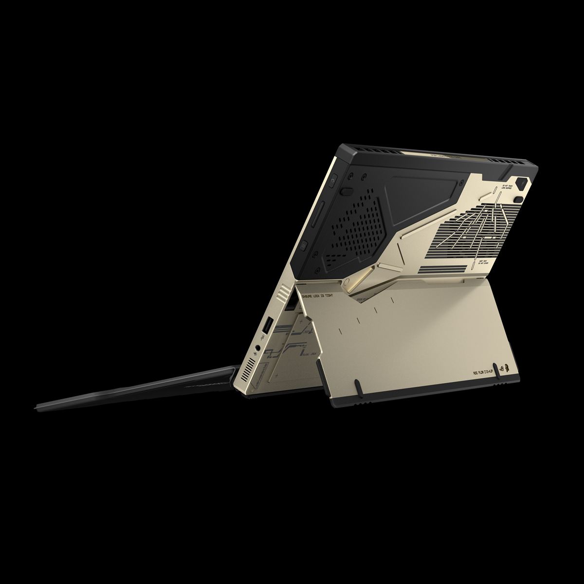 ROG Flow Z13 KJP side view of the Z13 KJP with carbon fiber visible