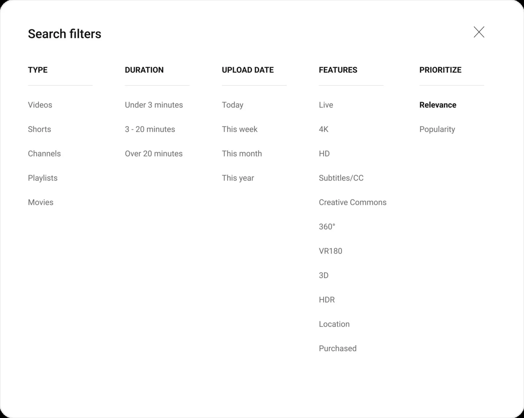 Youtube New filter sample