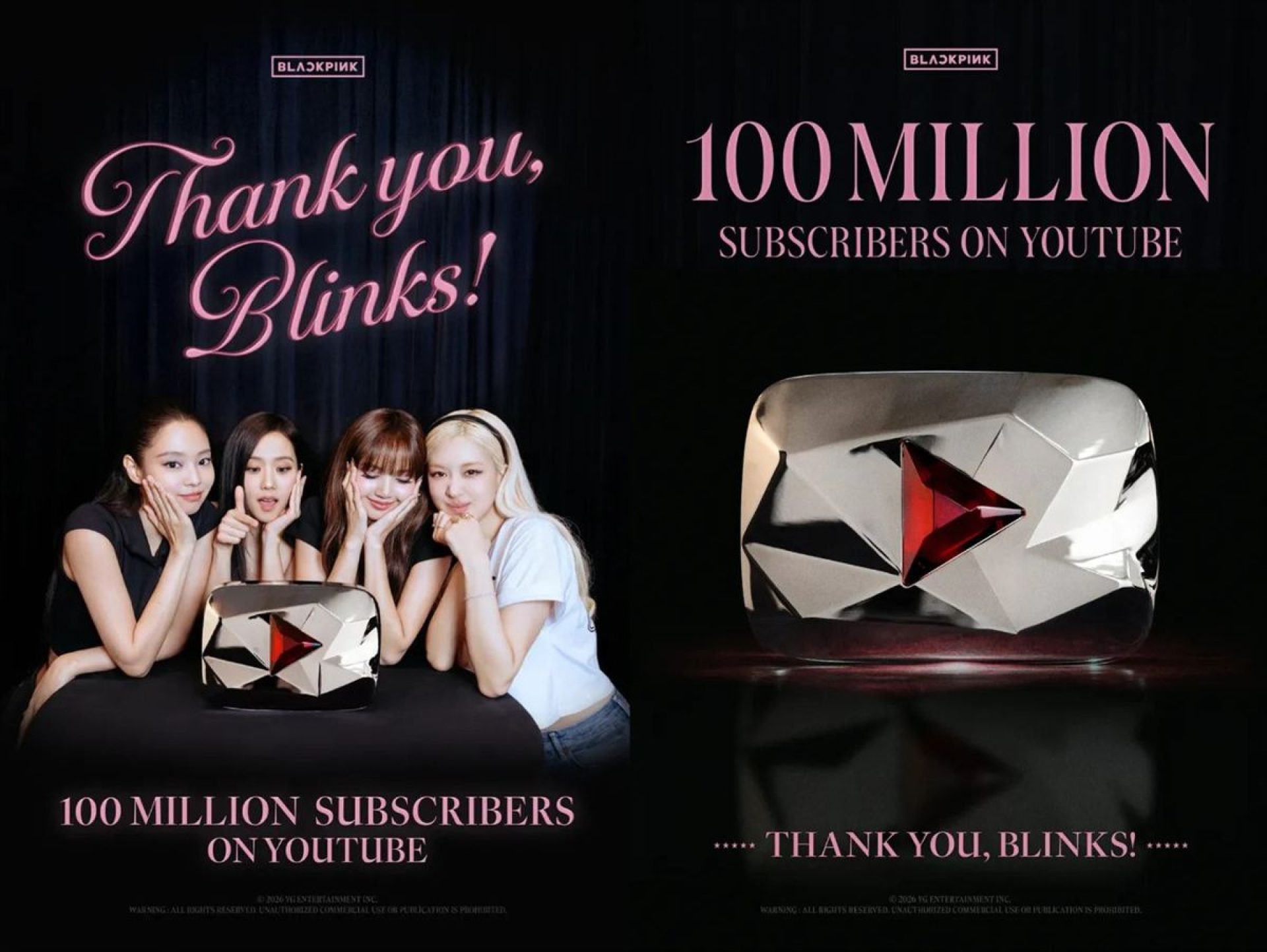 BLACKPINK YouTube 100 Million Subscribers