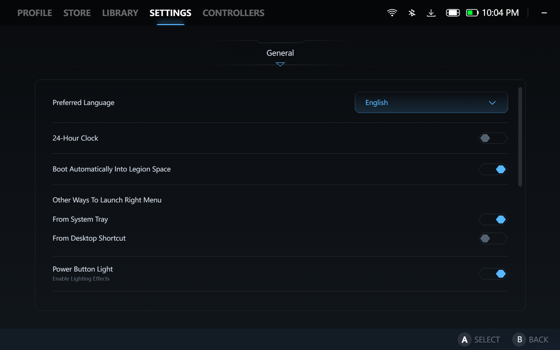 Lenovo Legion Go 2 Review LegionSpace Settings 4