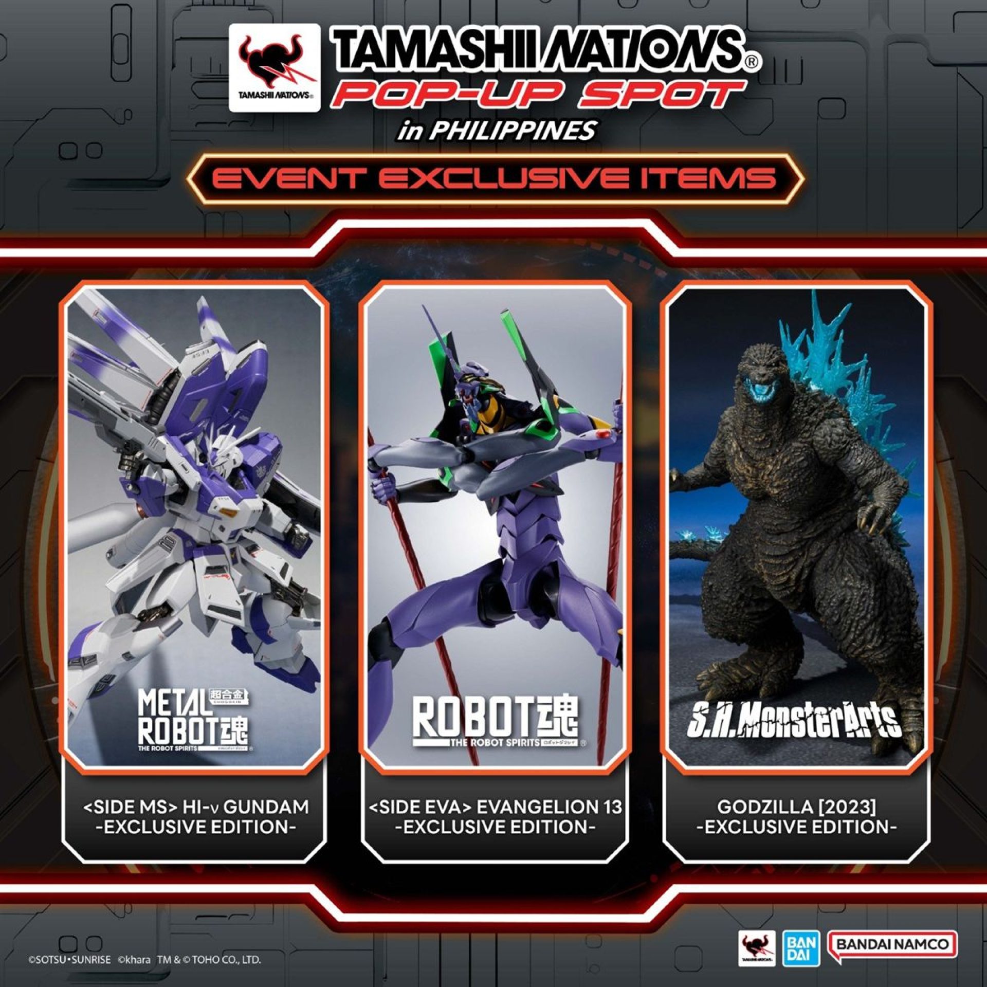 Tamashii Nations Pop Up Spot PH 2026 Gundam Eva Godzilla