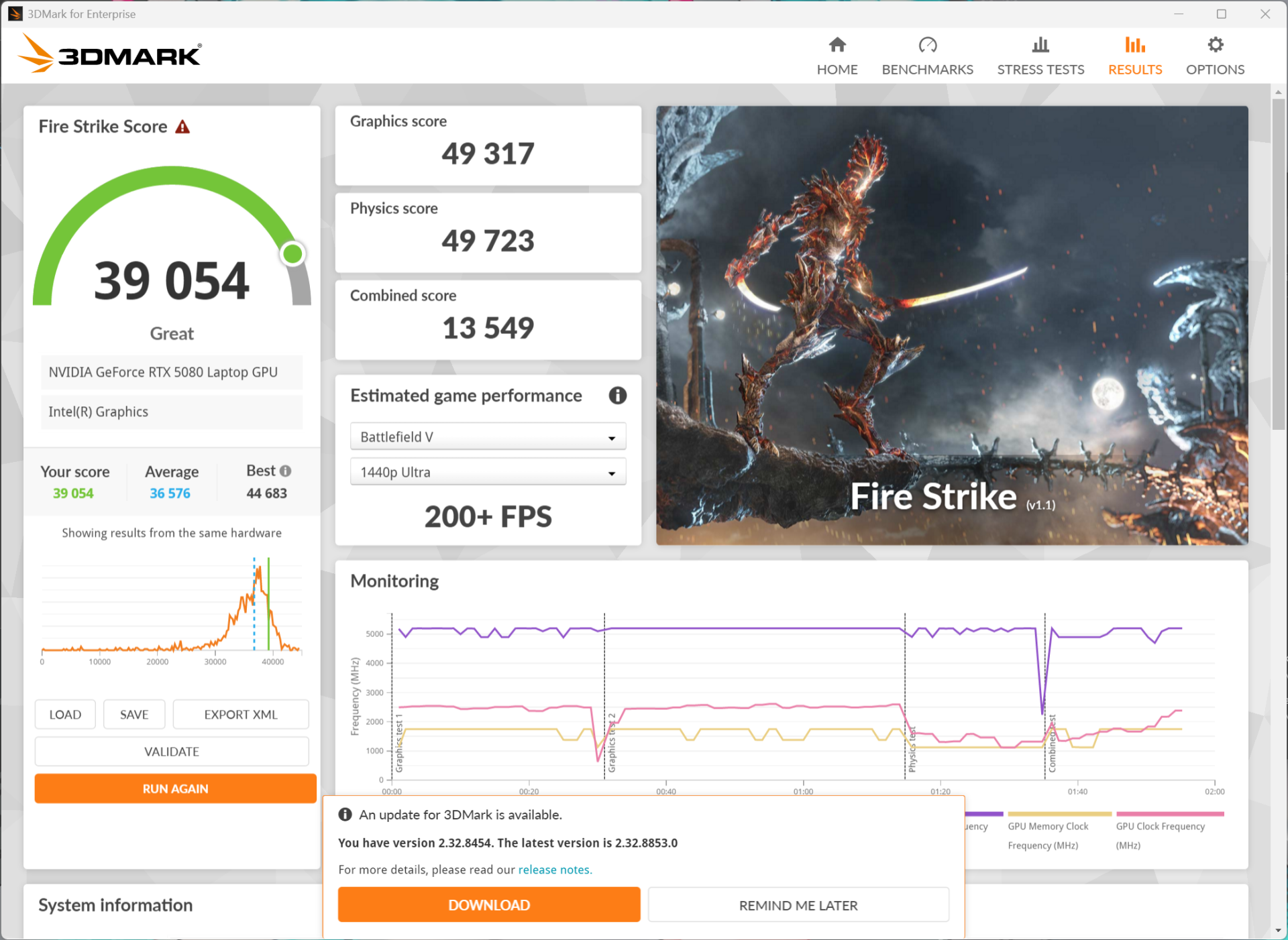 ASUS ROG NUC 2025 Review 3DMark Firestrike