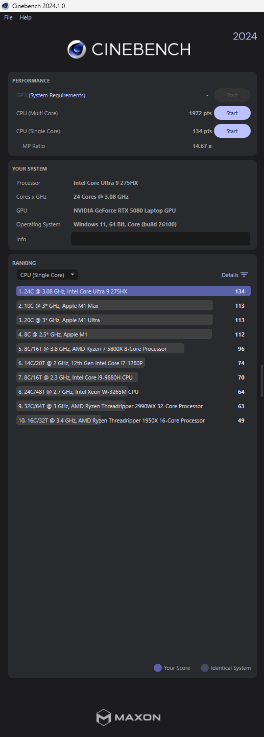 ASUS ROG NUC 2025 Review cinebench R24