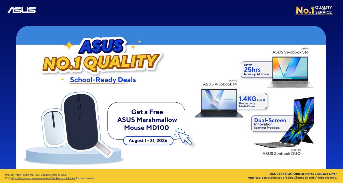3 FREE ASUS Marshmallow Mouse MD100 Until August 31, 2026