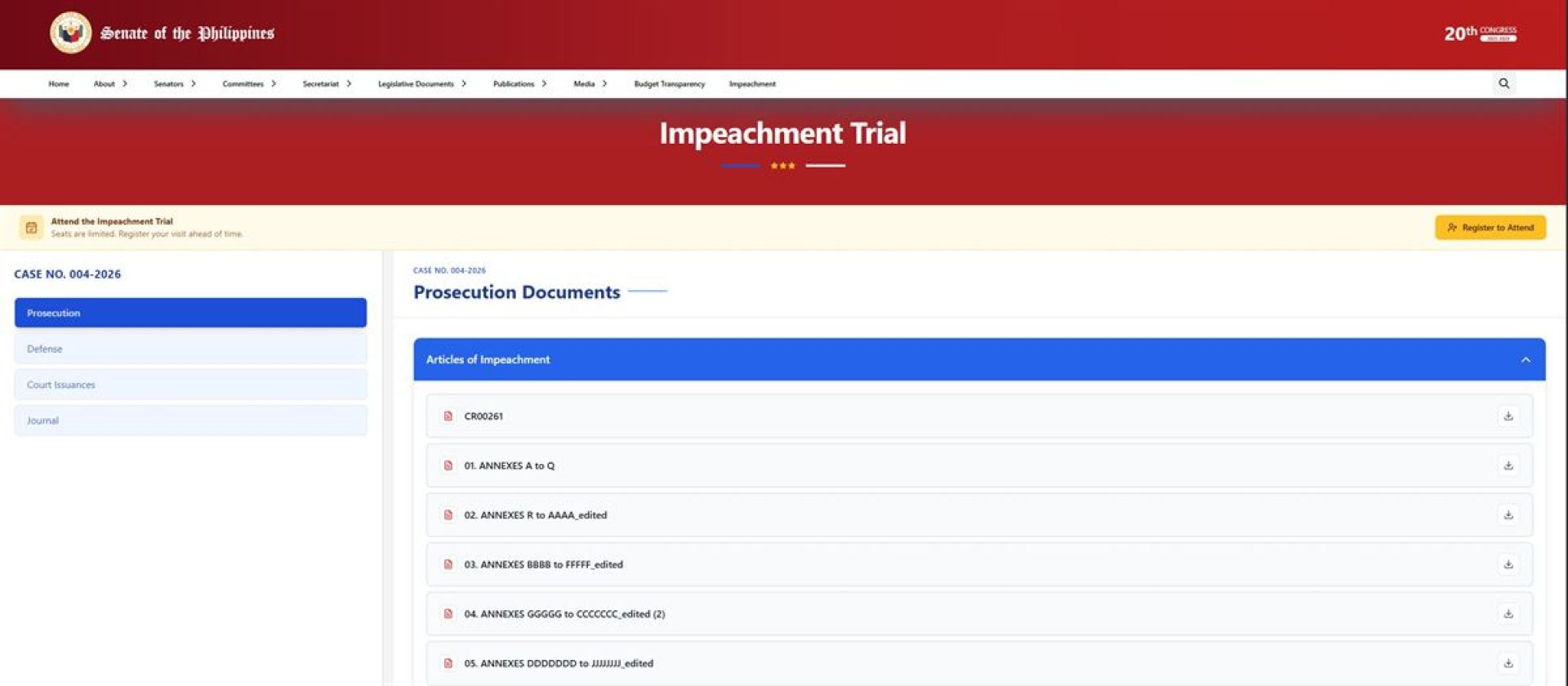 Senate Makes Impeachment Trial Resources Available Online
