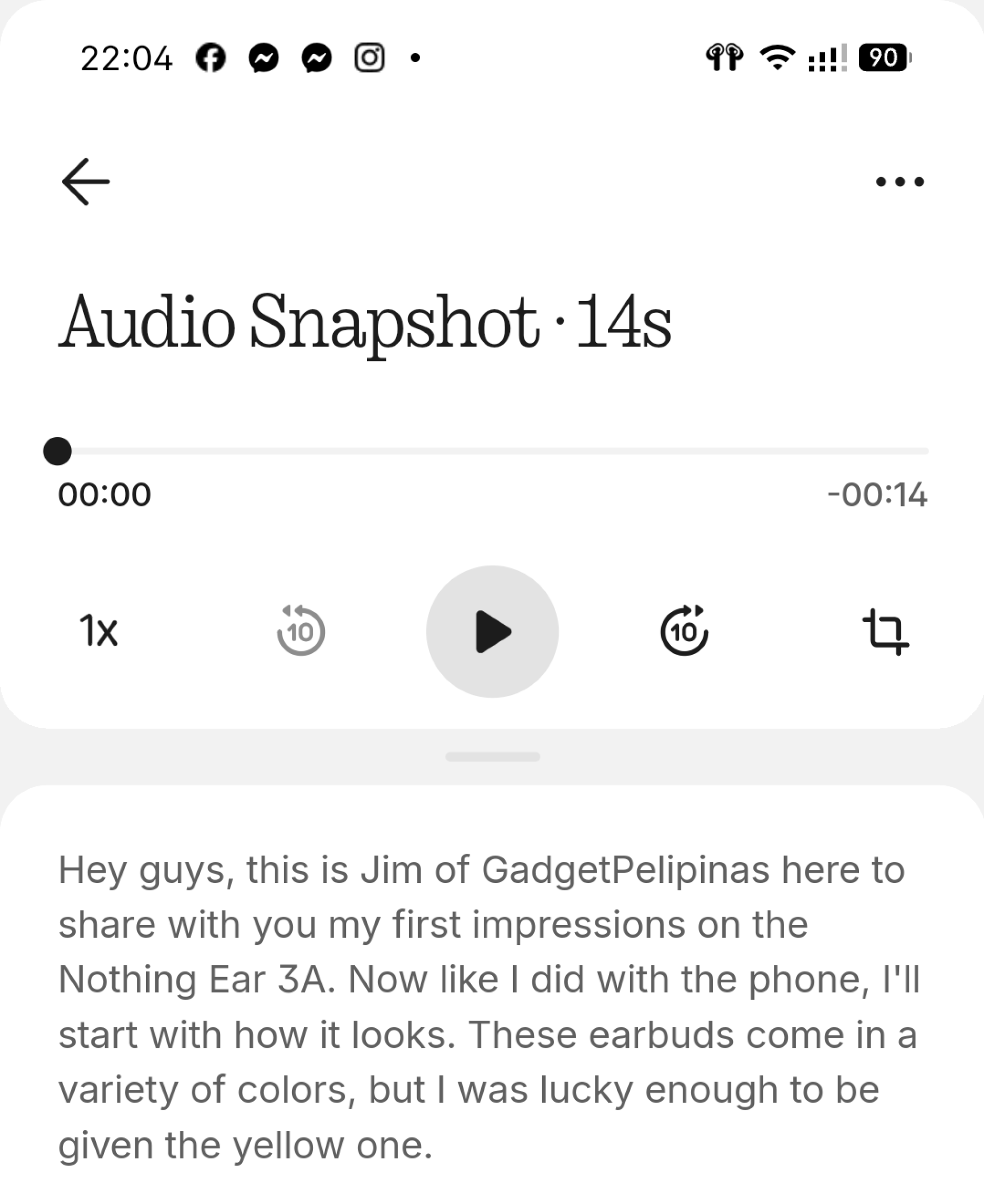 Nothing Ear (3a) Audio Snapshot Media Transcript