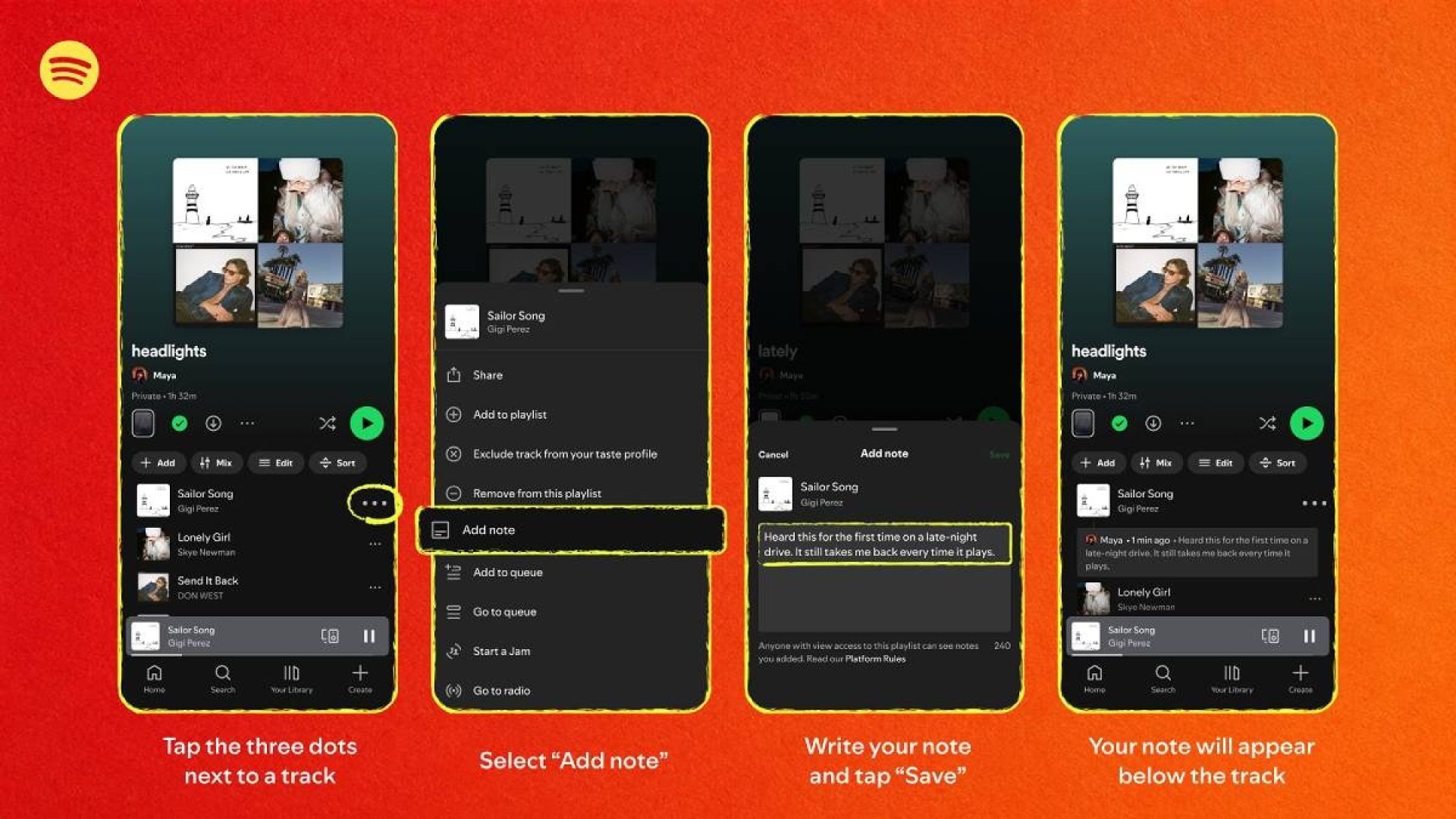 Spotify Playlist Notes How to
