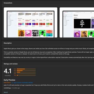 Apple Music Preview is Now on the Microsoft Store
