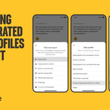 Bumble Now Allows Users to Report Profiles with AI-Generated Photos and Videos