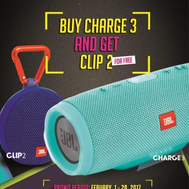 Get a JBL Clip 2 for FREE When You Buy a JBL Charge 3! (February 1 to 28 Only)