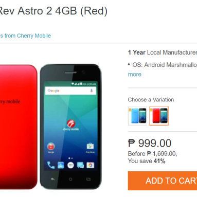 Lazada Flash Sale: Cherry Mobile OnRev Astro for Only PhP999!