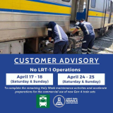 LRMC: No LRT-1 Operations on April 17-18, 24-25