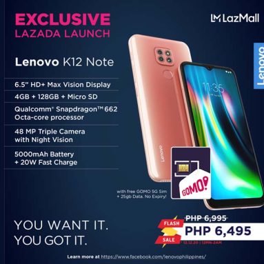 Lenovo K12 Note Set to Launch in PH via Lazada on 12.12!