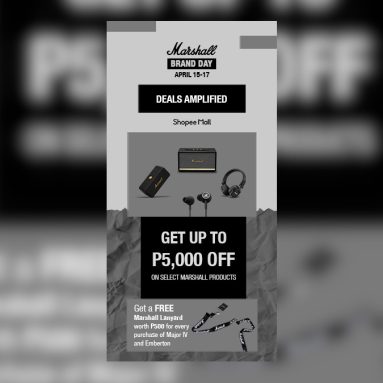 Get Up to PHP 5,000 Off on Selected Products During the Marshall Shopee Brand Day
