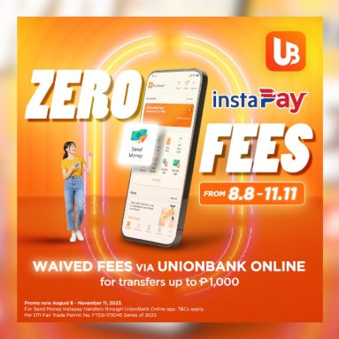 UnionBank Waives InstaPay Transfer Fees until November 11, 2023