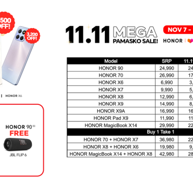 Exciting Deals at HONOR’s 11.11 Mega Pamasko Sale