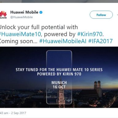 The Huawei Mate 10 Will be Unveiled on October 16
